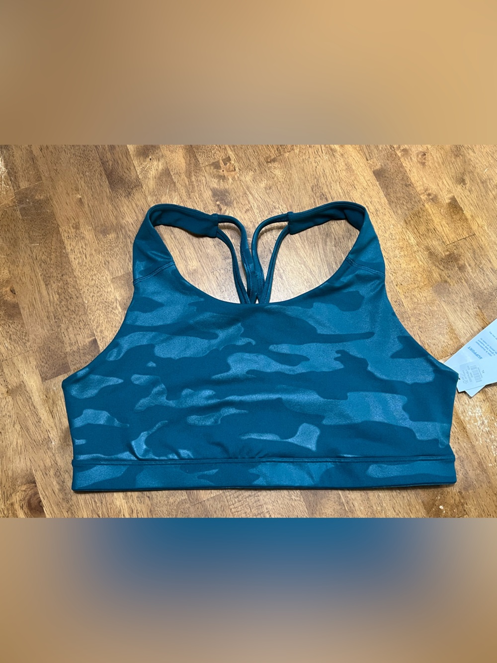 Old Navy Teal Camo Strappy Sports Bra
